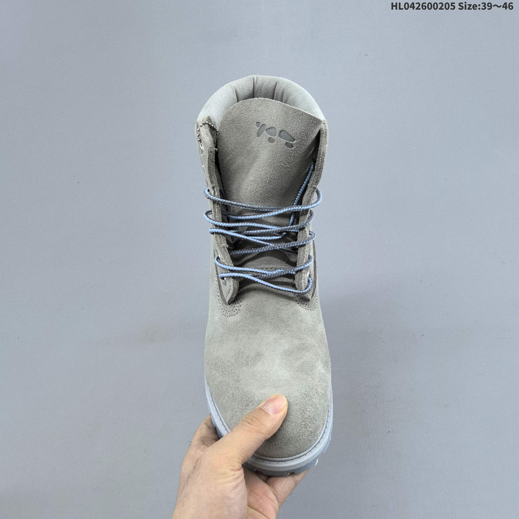 Gray Suede Timberland 6-Inch Lace-Up Boots - product image from the listing.