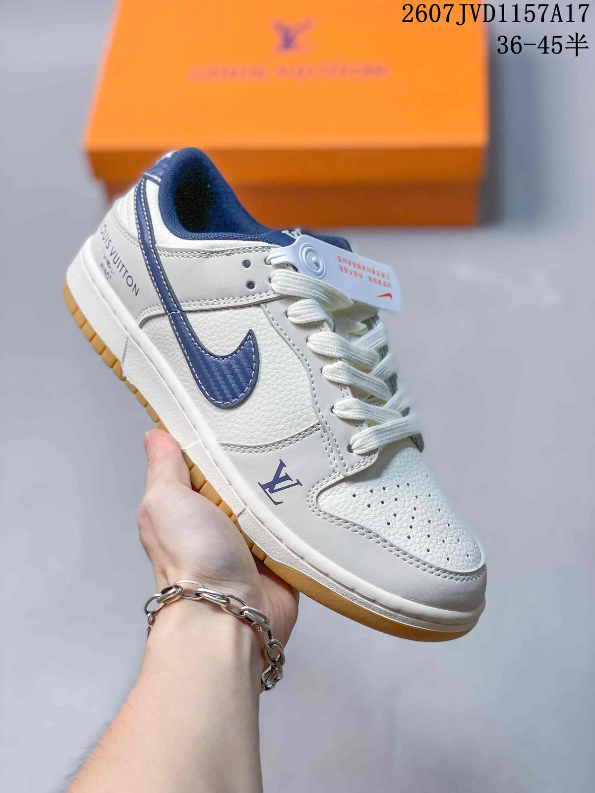 Louis Vuitton x Nike Dunk Low Sneakers in Blue Denim 2607JVD1157A17 - product image from the listing.