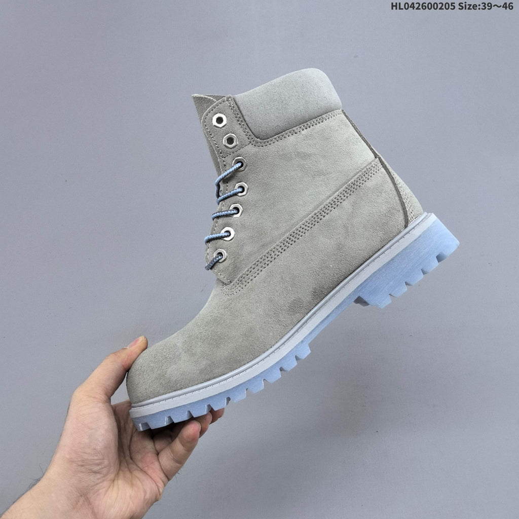Gray Suede Timberland 6-Inch Lace-Up Boots - product image from the listing.
