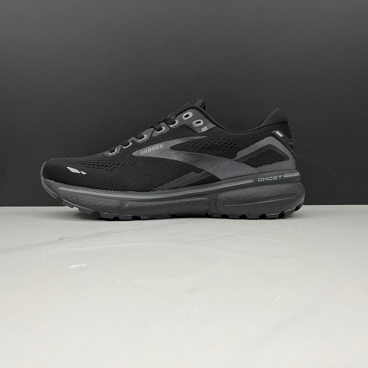 Brooks Ghost 15 Running Shoes, in Black and Gray - product image from the listing.