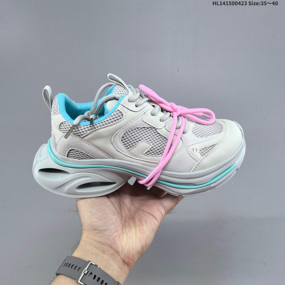 GG-CC Retro Low-Top Sneakers, Chunky Sole, in White and Silver - product image from the listing.