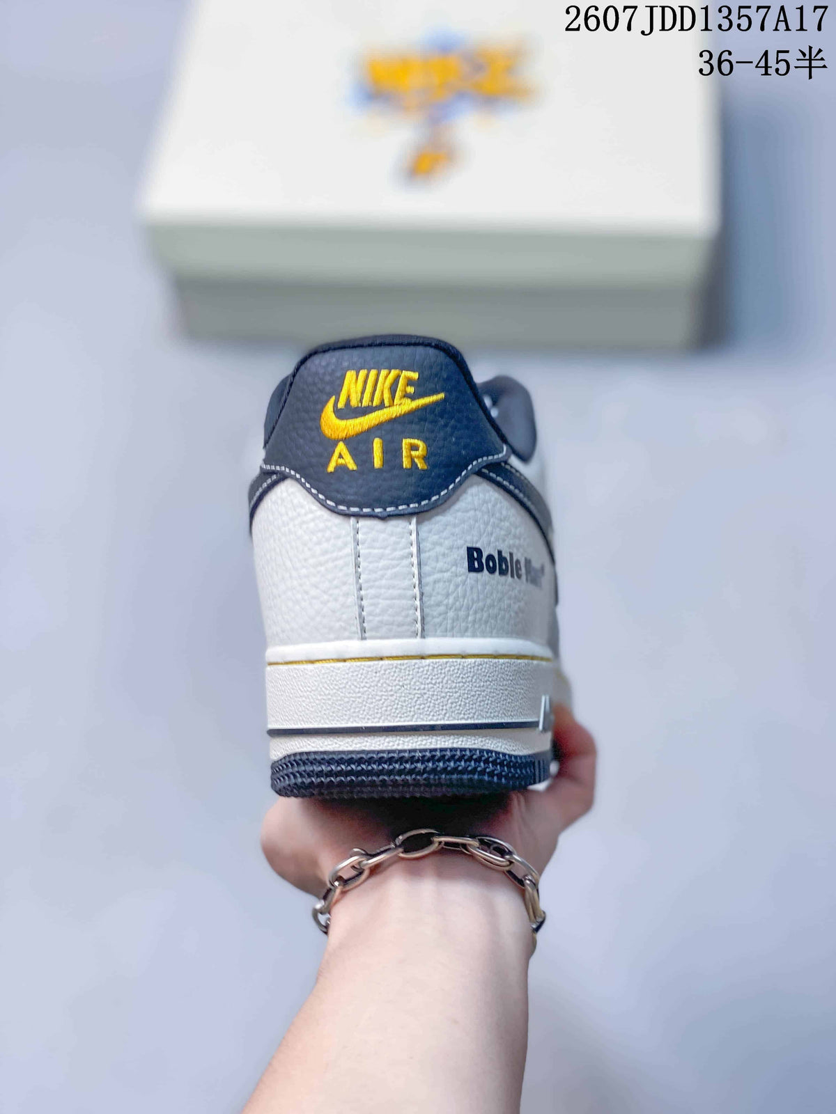 Nike Air Force 1 '07 Low Sneakers in White Navy Gray 2607JDD1357A17 - product image from the listing.