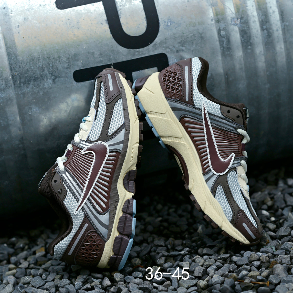 Brown and Blue Nike Air Zoom Vomero 5 Sneakers - product image from the listing.
