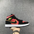 Air Jordan 1 Mid Black, Sneakers in Red and Volt - product image from the listing.