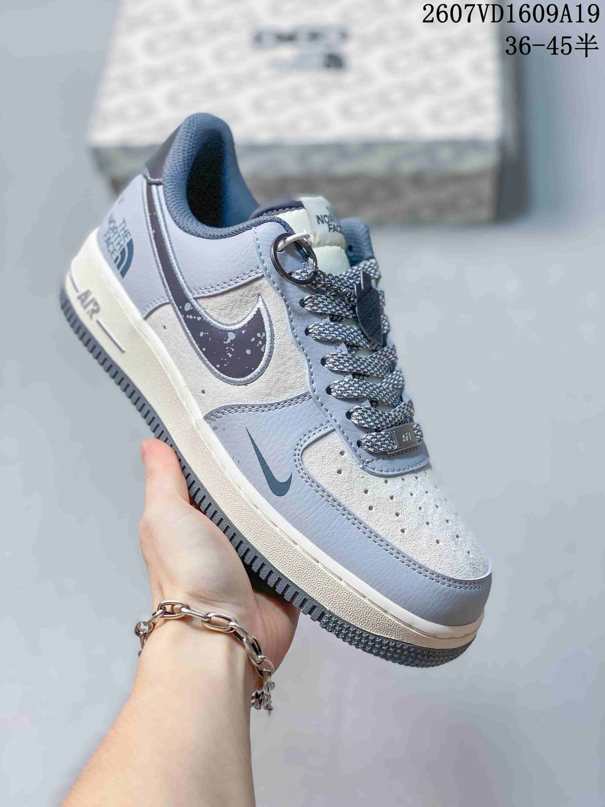 Nike Air Force 1 Low North Face Sneakers in Blue Gray - product image from the listing.