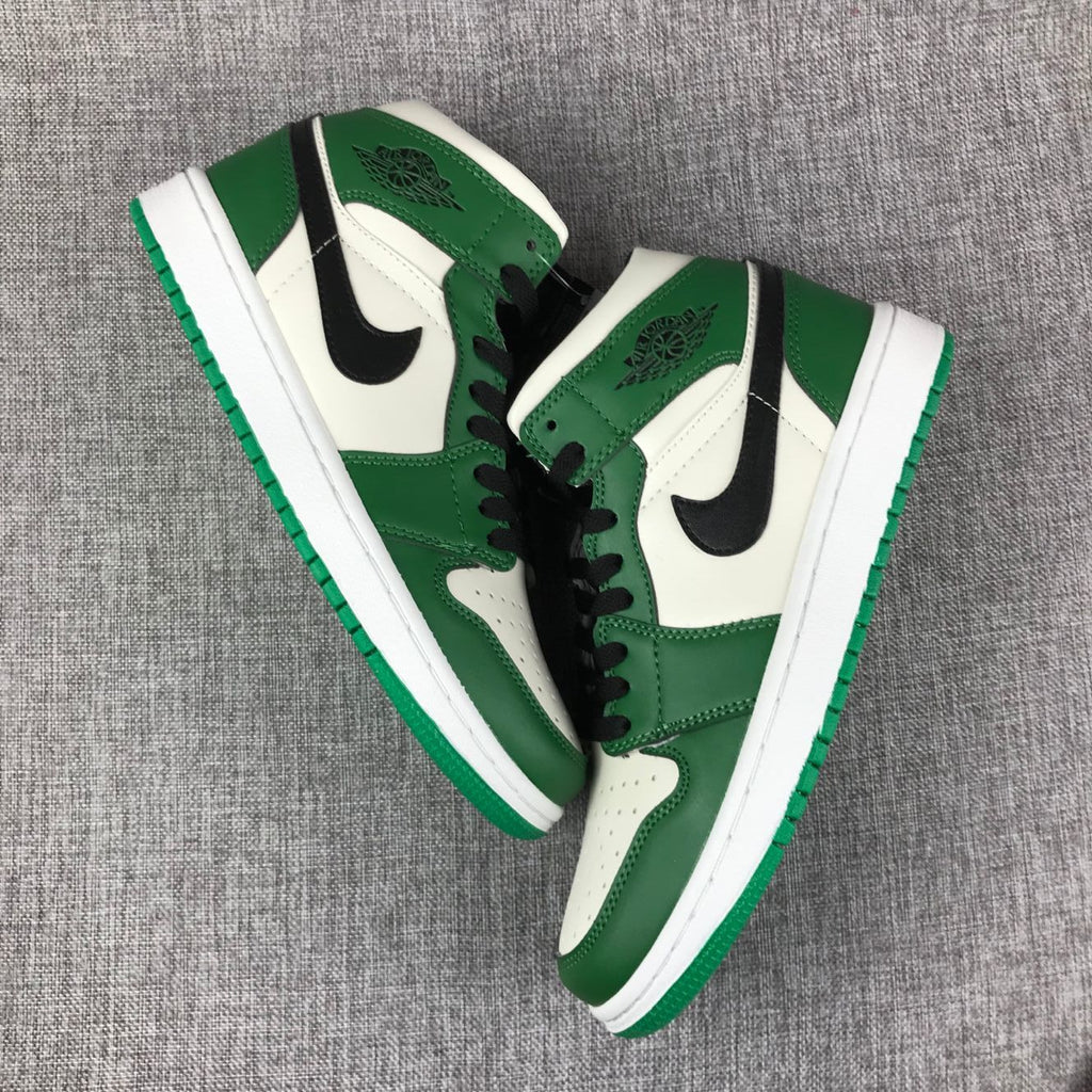 Air Jordan 1 Mid Celtics White Green Black Sneaker 852542-301 - product image from the listing.