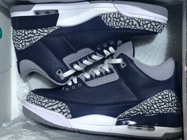 Men's Jordan 3 Midnight Blue Sneakers - product image from the listing.