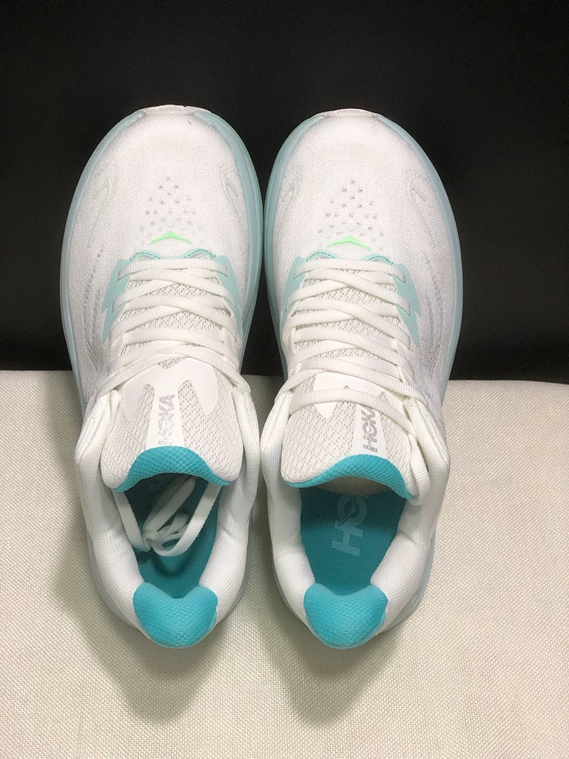 HOKA Clifton 10 Running Shoes, in White Aqua - product image from the listing.