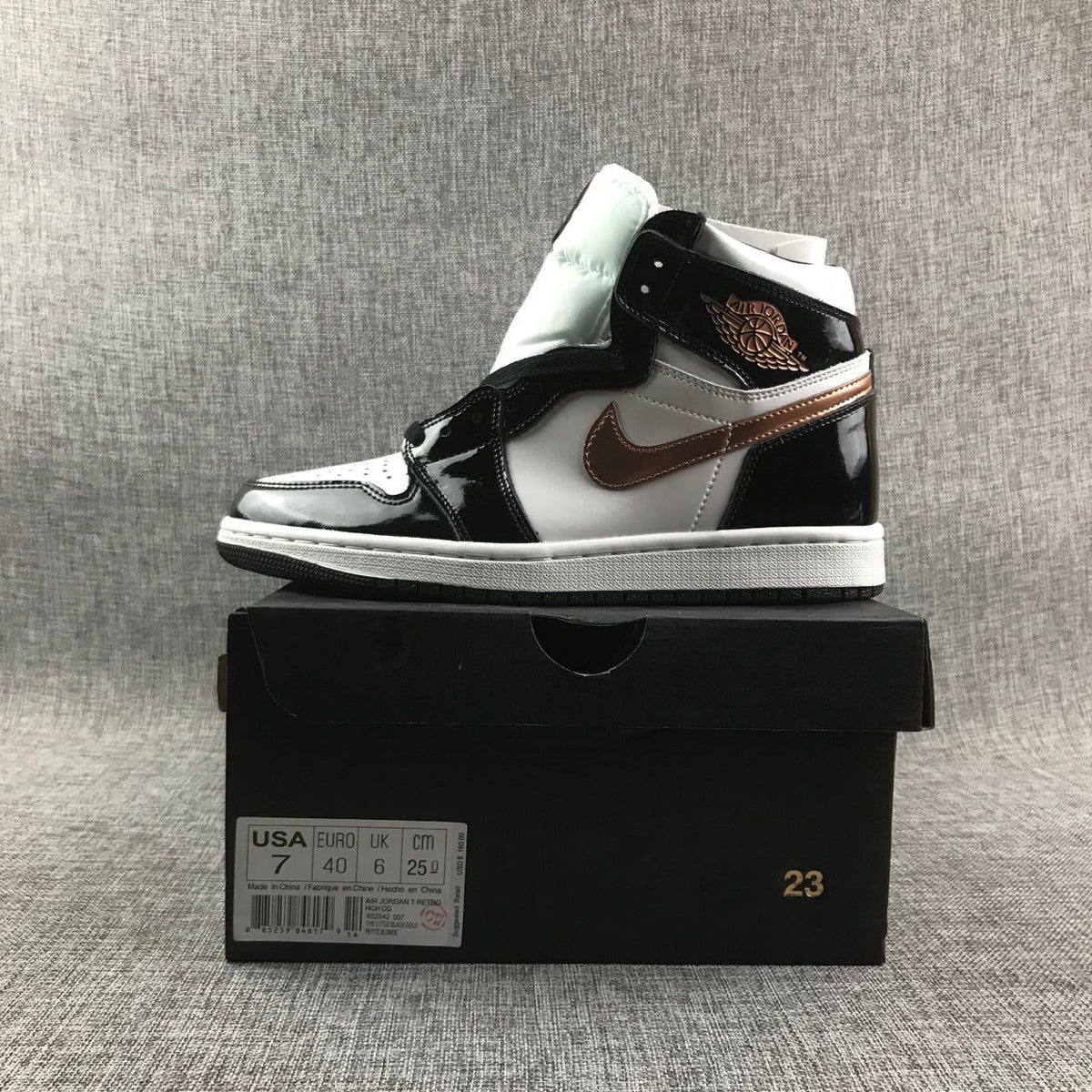 Black, White and Bronze Sneakers - Air Jordan 1 High - product image from the listing.