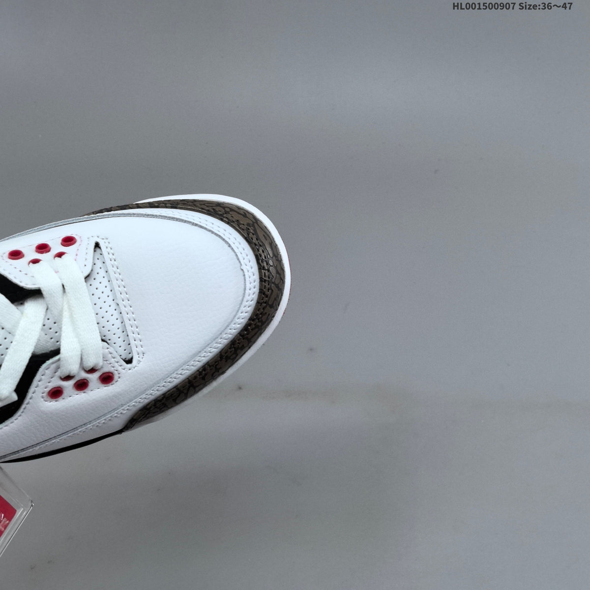 Air Jordan 3 OG World's Best Dad Sneakers in White Black Red - product image from the listing.