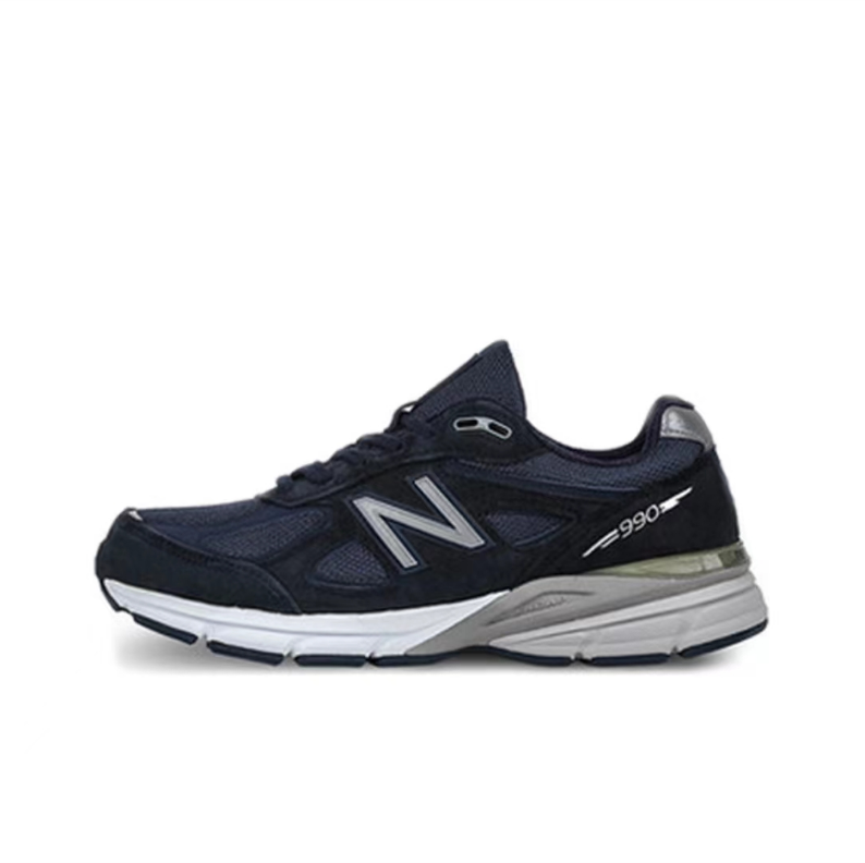 New Balance 990v4 Navy Running-Style Trainers - product image from the listing.