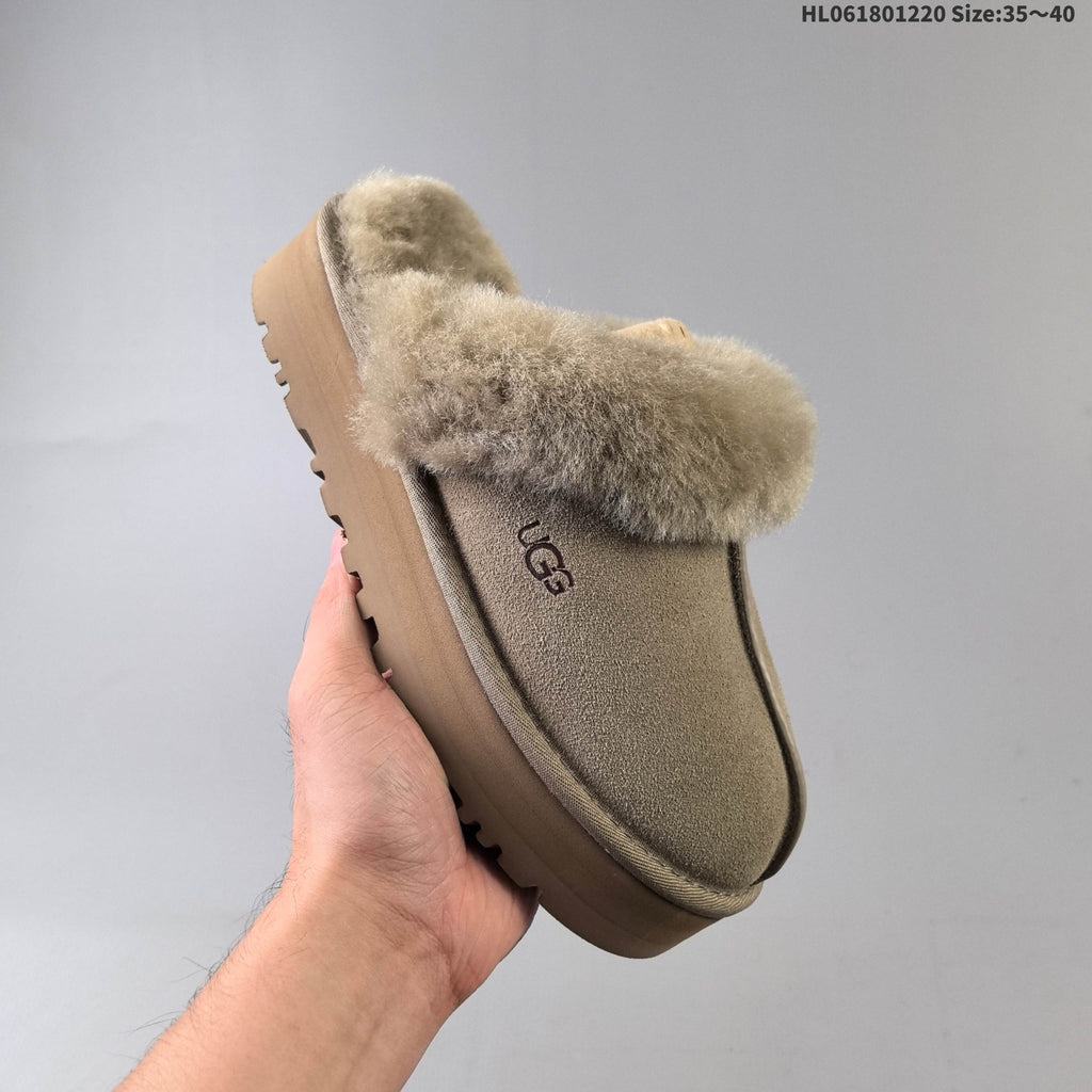Suede-Look Faux-Fur Lined Platform Mules by UGG - product image from the listing.