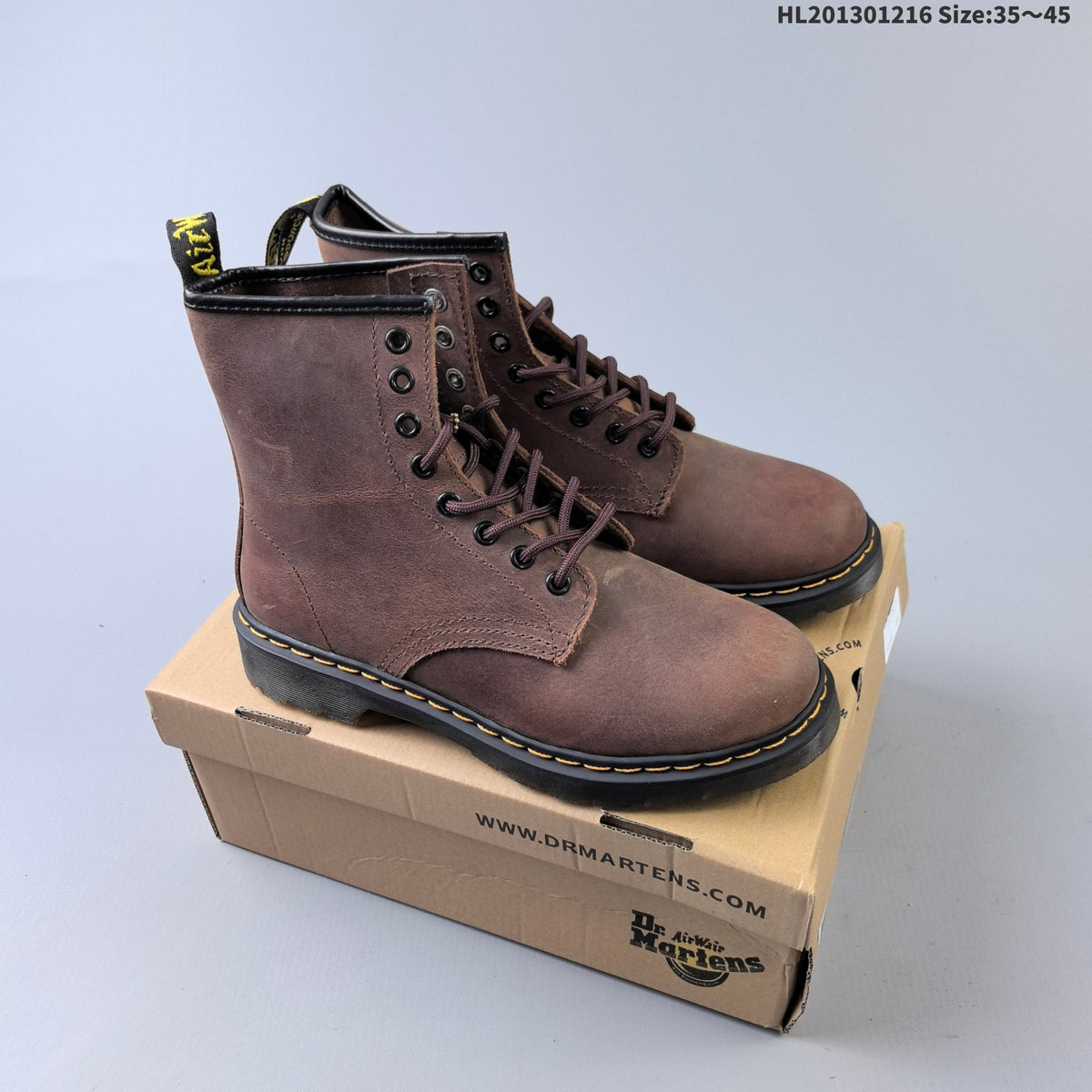 1460 Brown Platform Lace-Up Boots by Dr. Martens - product image from the listing.