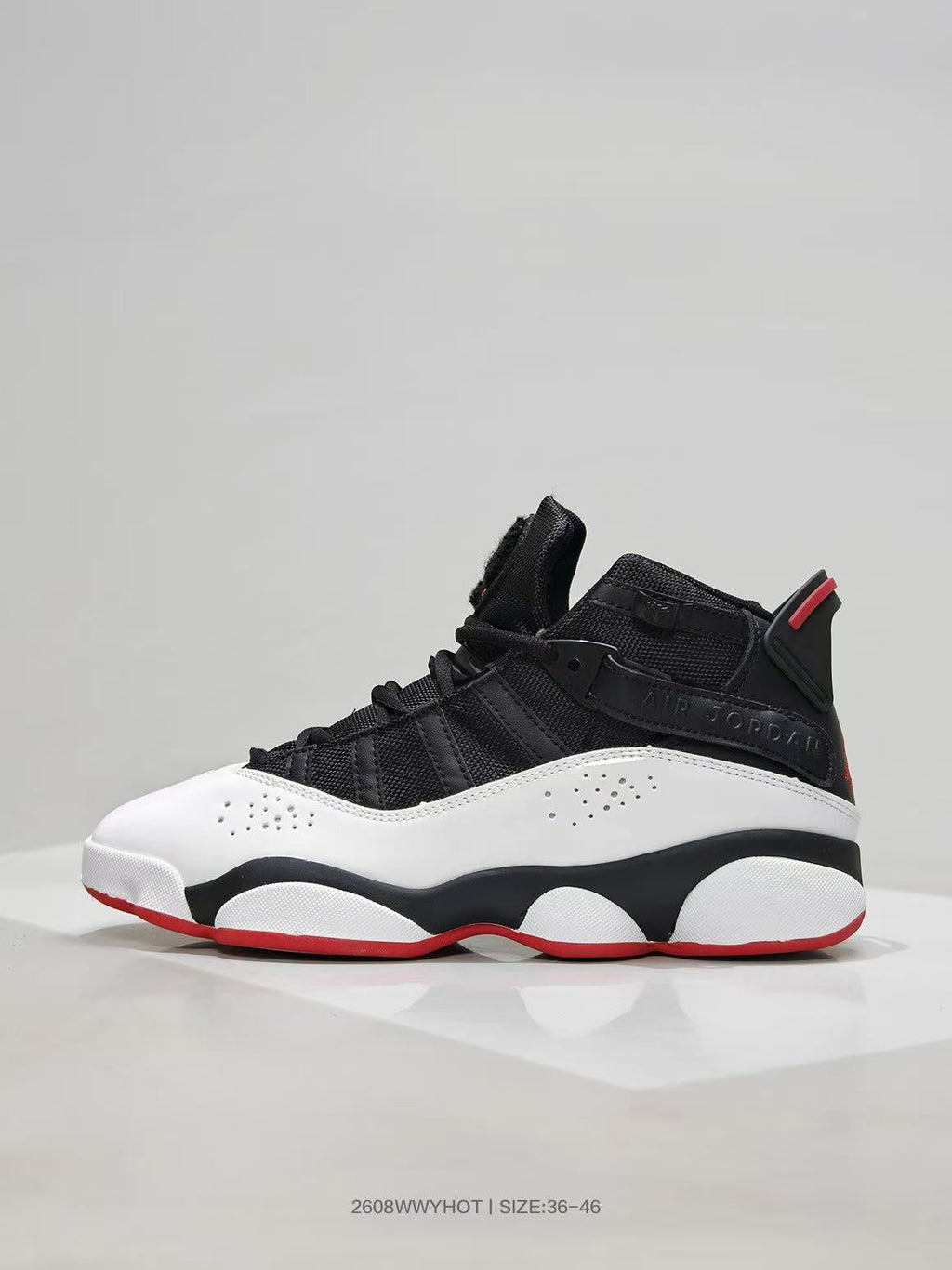 Jordan 6-12 Sneakers in Black White Red - product image from the listing.