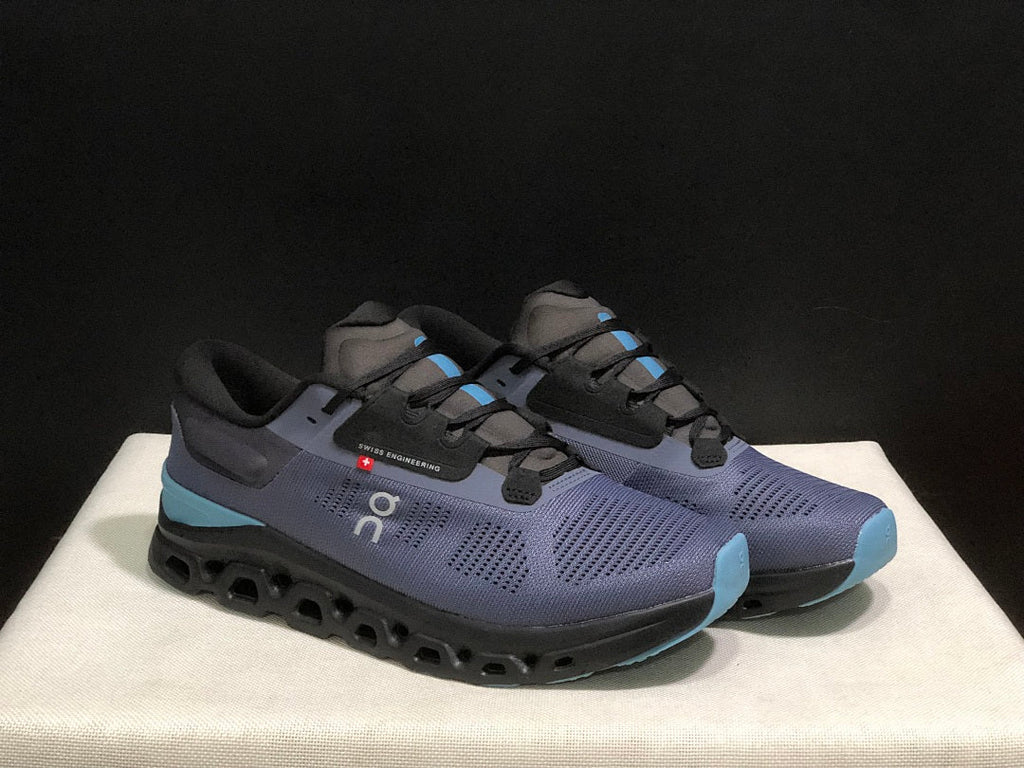 On Cloudstratus 3 Running Shoes, in Black and Blue - product image from the listing.