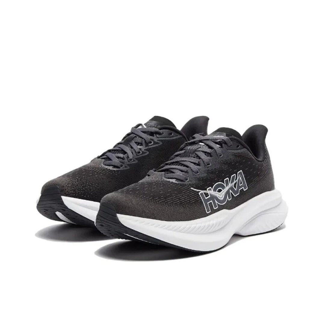 Black and White HOKA Mach 6 Running Shoes - product image from the listing.