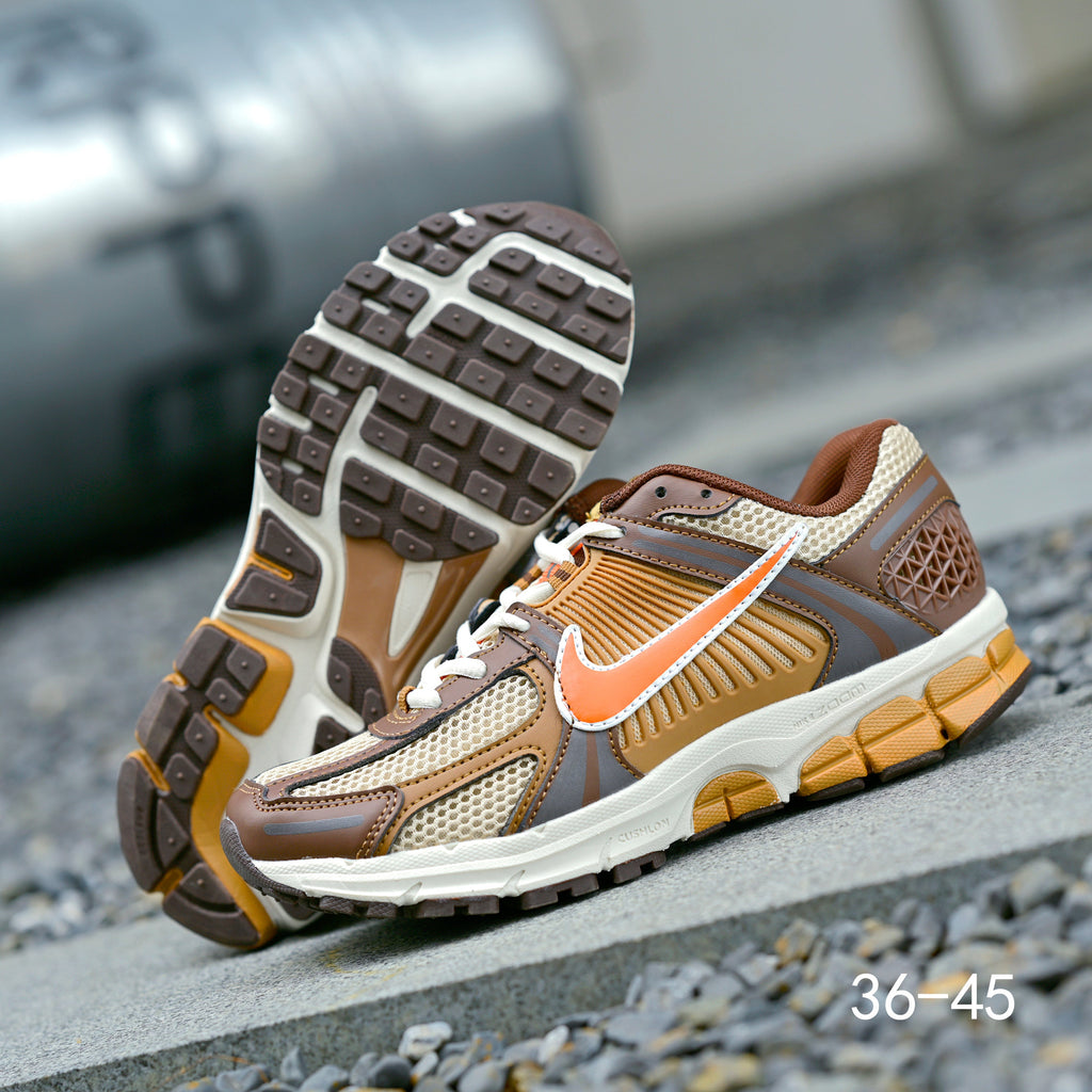 Brown and Orange Nike Air Zoom Vomero 5 Sneakers - product image from the listing.