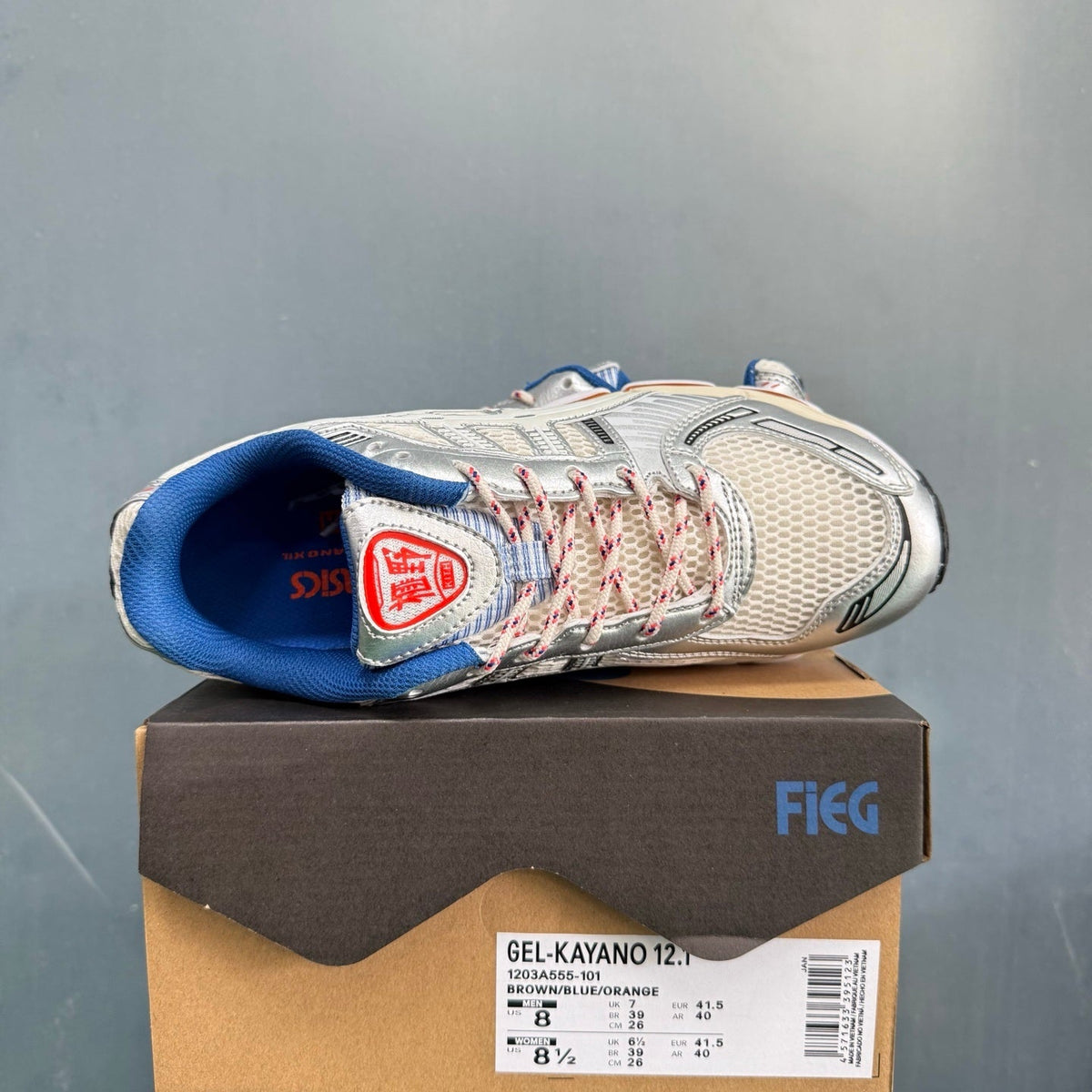 ASICS GEL-KAYANO 12.1 Sneakers in Brown Blue Orange - product image from the listing.