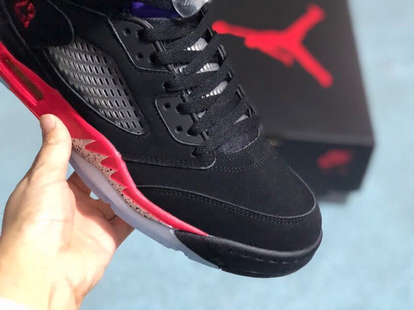 Air Jordan 5 Retro Sneakers Black Red Purple - product image from the listing.