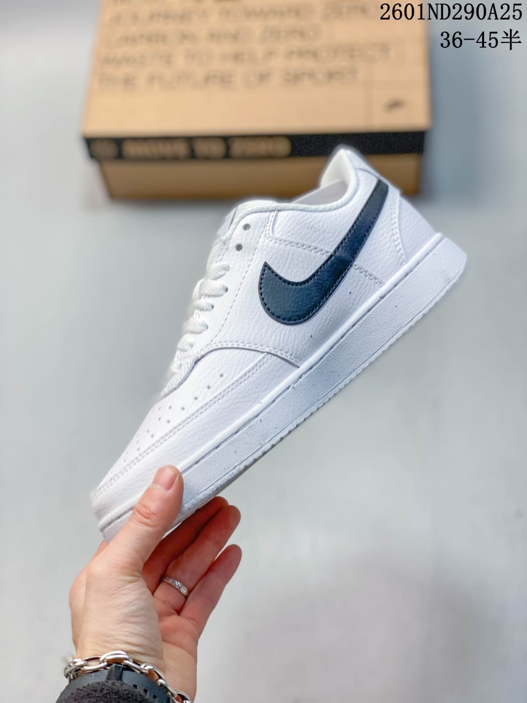 Nike Court Vision Low Sneakers in White Black 2601ND290A25 - product image from the listing.