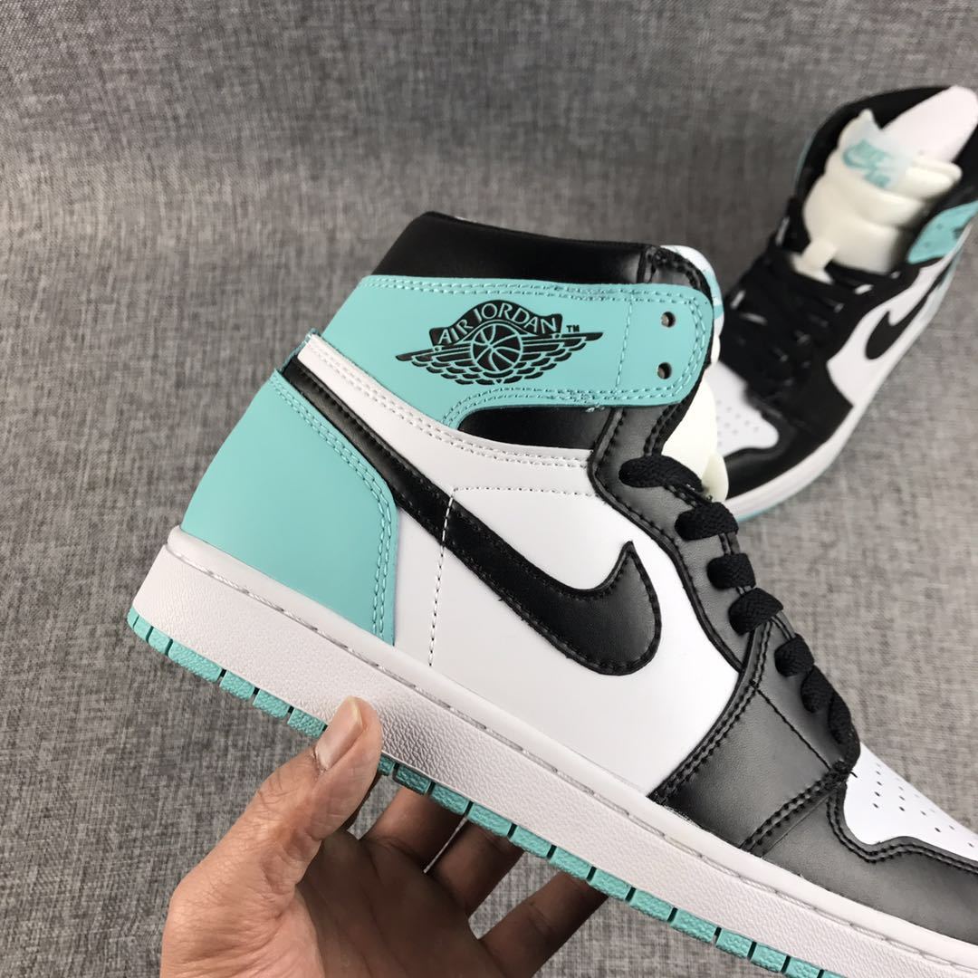 Air Jordan 1 High Mint Green Black White Sneakers - product image from the listing.