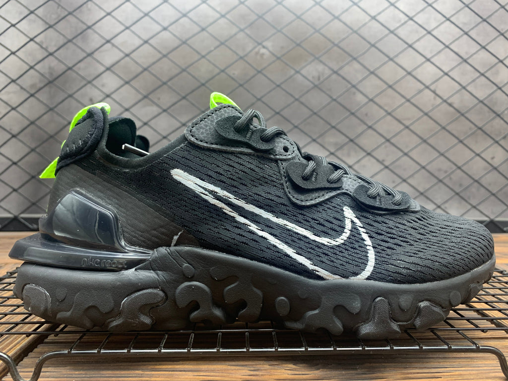 Nike React Live Black Trainers with Volt Accents - product image from the listing.