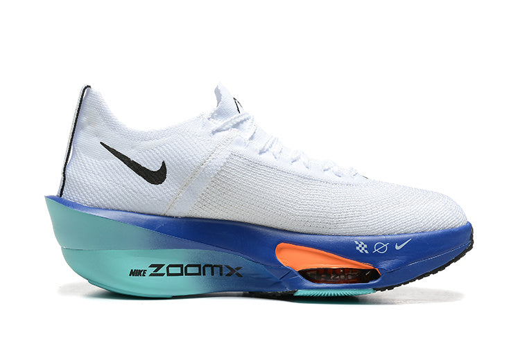 Nike ZoomX Running Shoes, in White Blue and Orange - product image from the listing.