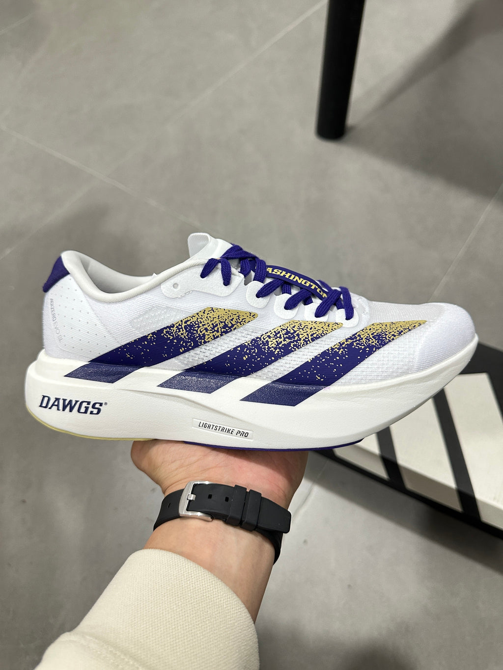 Adidas Lightstrike Pro Running Shoes in White Purple - product image from the listing.