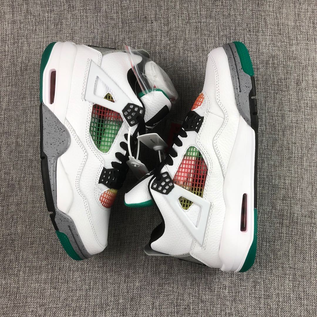 Air Jordan 4 Rasta White Green Sneakers - product image from the listing.