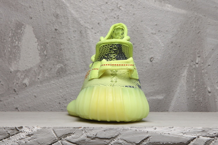 Lime Green and Charcoal Yeezy Boost 350 V2 Sneakers - product image from the listing.