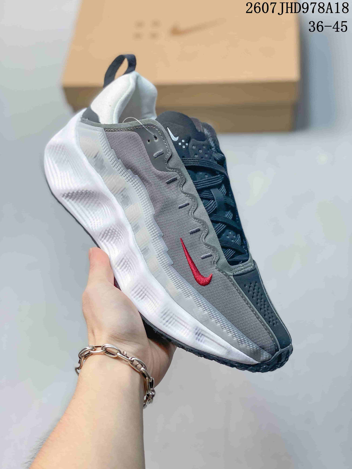 Nike Ava Rover HS Sneakers in Gray White Red 2607JHD978A18 - product image from the listing.