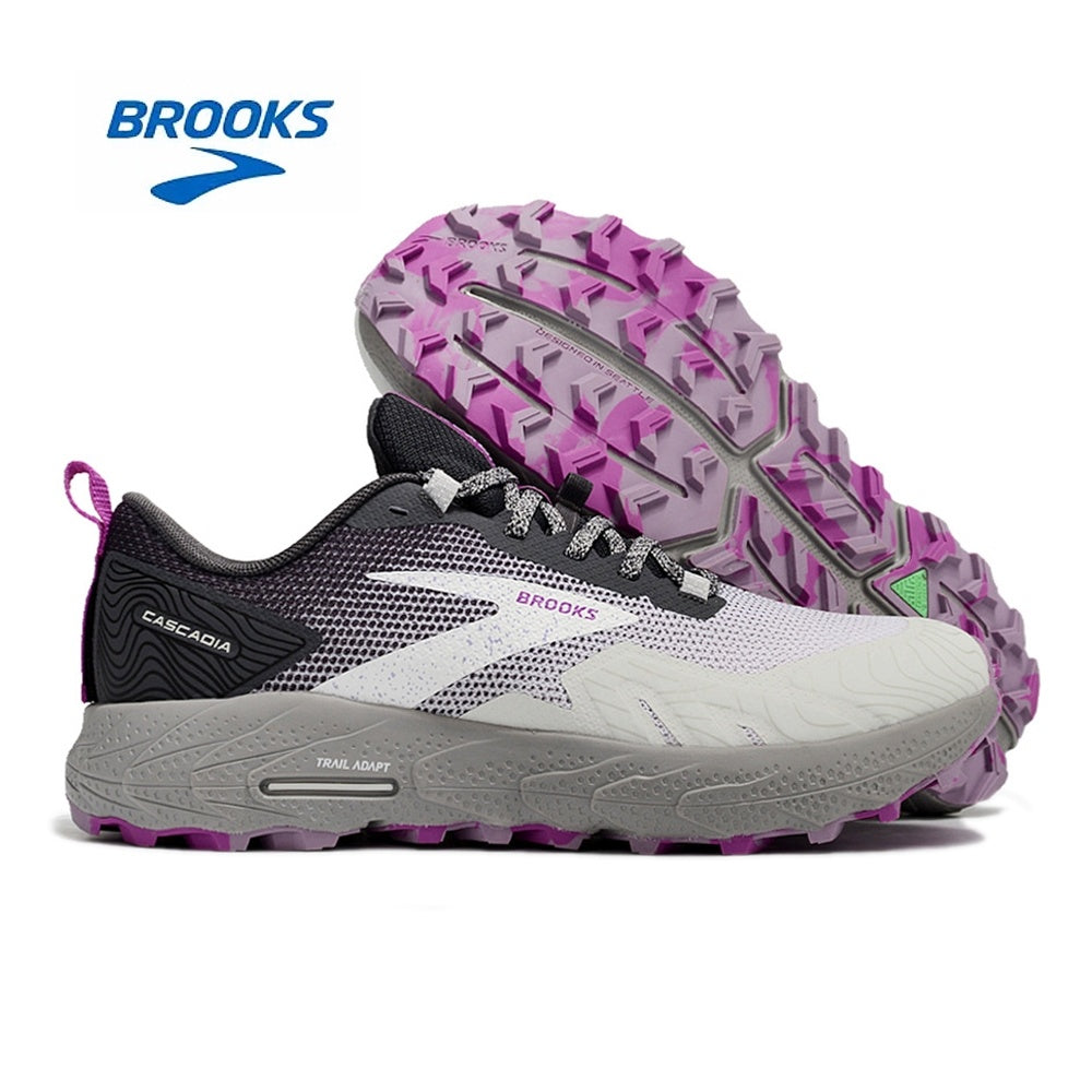 Gray and Purple Brooks Cascadia 17 Trail Running Shoes - product image from the listing.