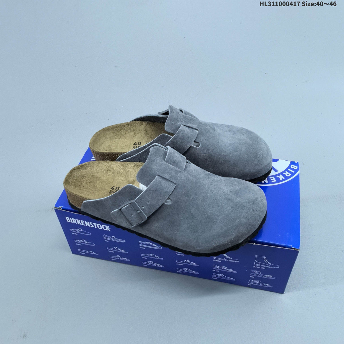 Suede Birkenstock Boston Clog-Style Sandals - product image from the listing.