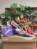 ASICS GEL-NIMBUS 16 Sneakers, in Burgundy and Lime - product image from the listing.