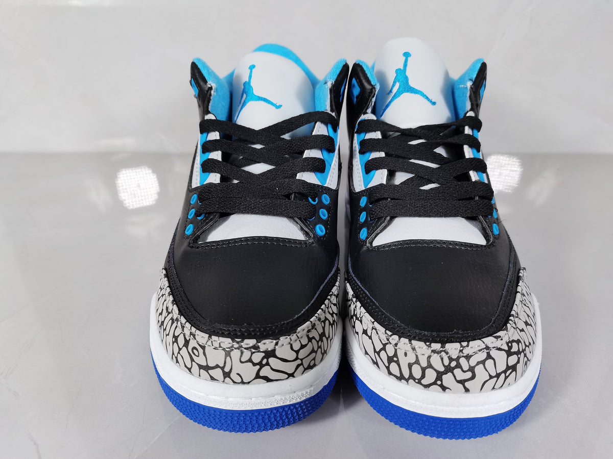 Black Blue Elephant Print Sneakers - Jordan 3 Retro - product image from the listing.
