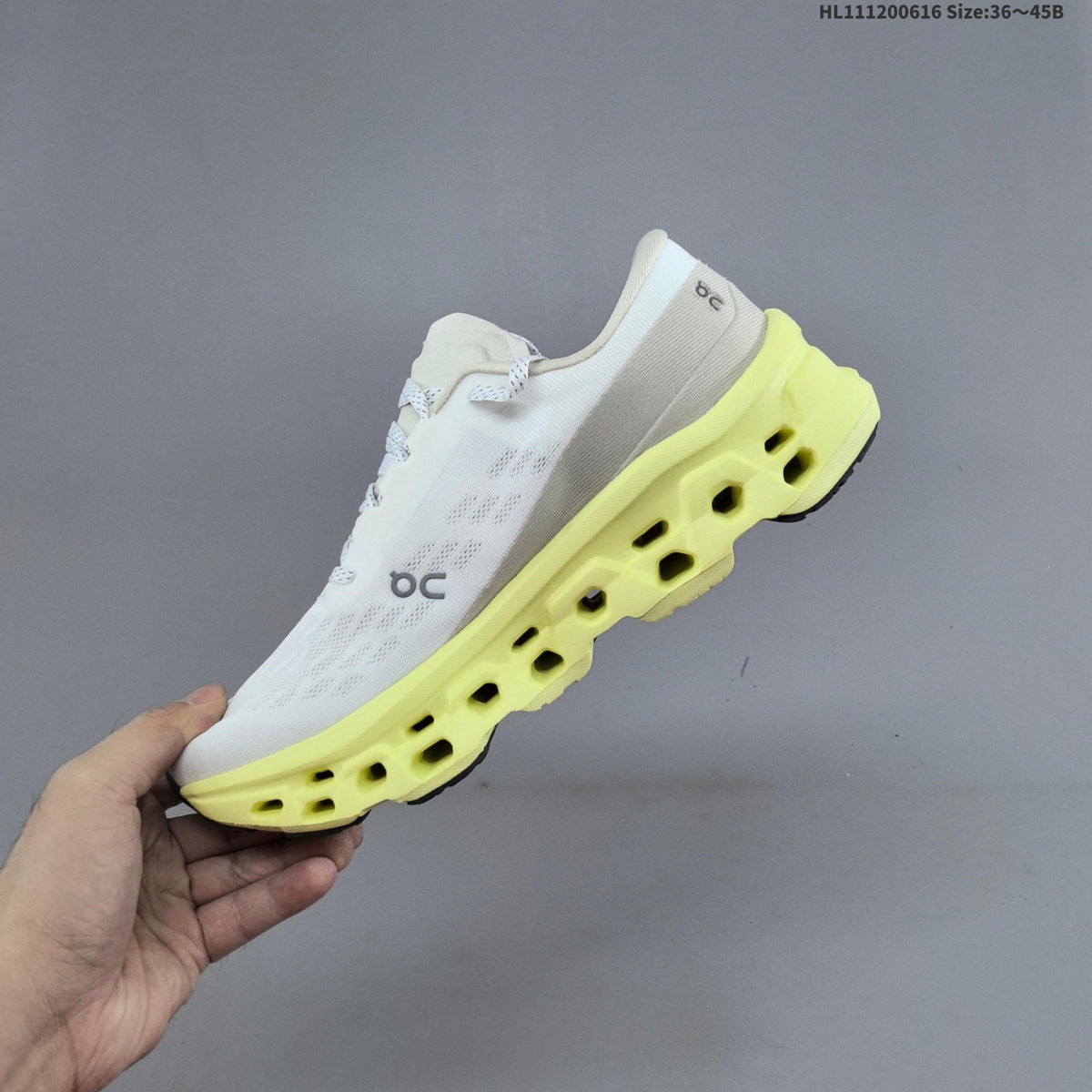 On Cloudmonster 3 Running Shoes in White Grey - product image from the listing.
