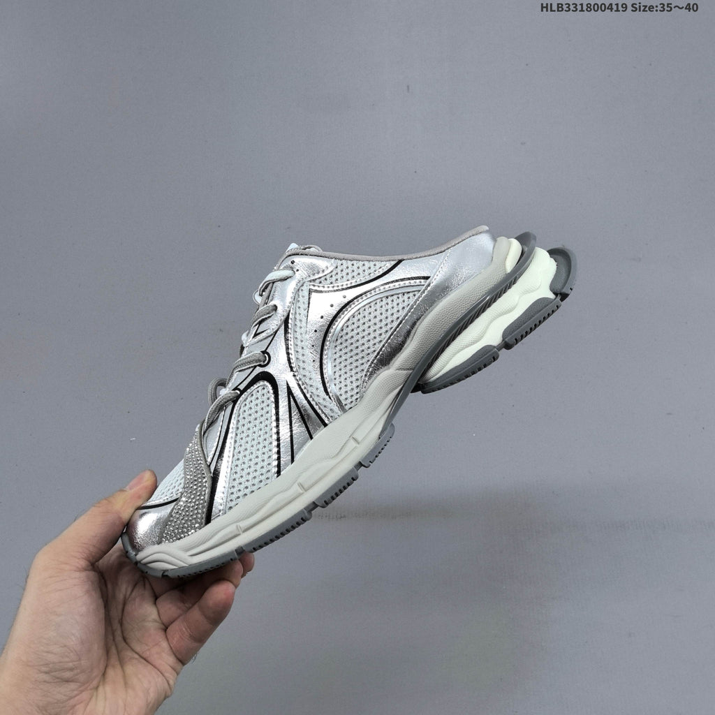 GCDS Silver Lace-Detail Backless Trainers - product image from the listing.