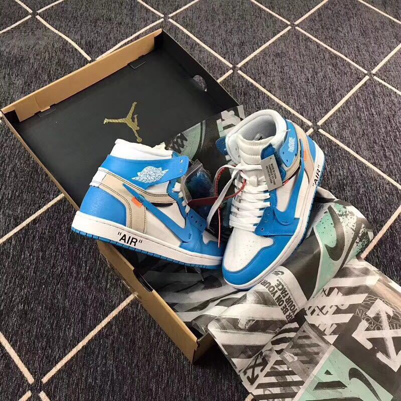 Air Jordan 1 High Sneakers in Off-White University Blue - product image from the listing.