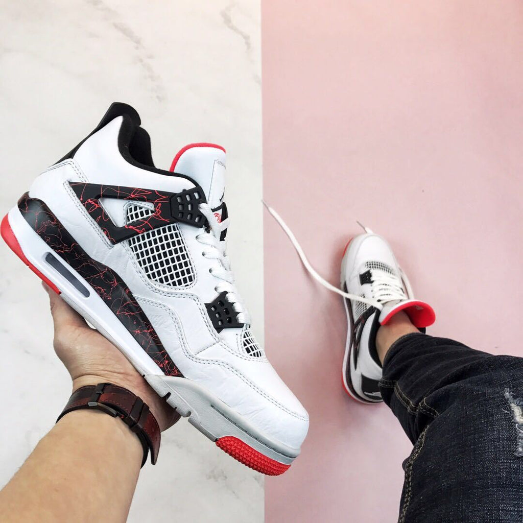 Air Jordan 4 Pale Citron Sneakers White Black Red - product image from the listing.