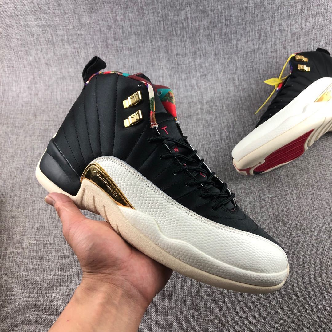 Air Jordan 12 CNY Patchwork High-Top Sneakers Black - product image from the listing.