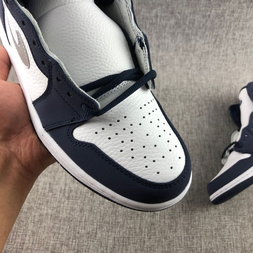 Air Jordan 1 Co.JP High Sneakers White Navy Silver DC1788-100 - product image from the listing.