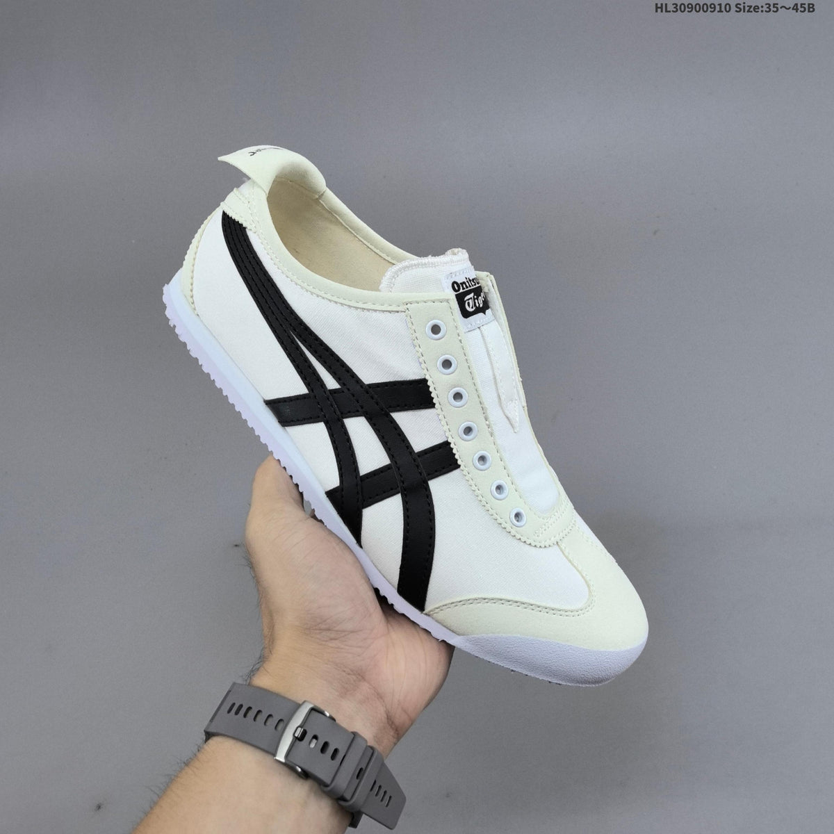 Onitsuka Tiger Mexico 66 Slip-On Sneakers in White Black D342Q - product image from the listing.