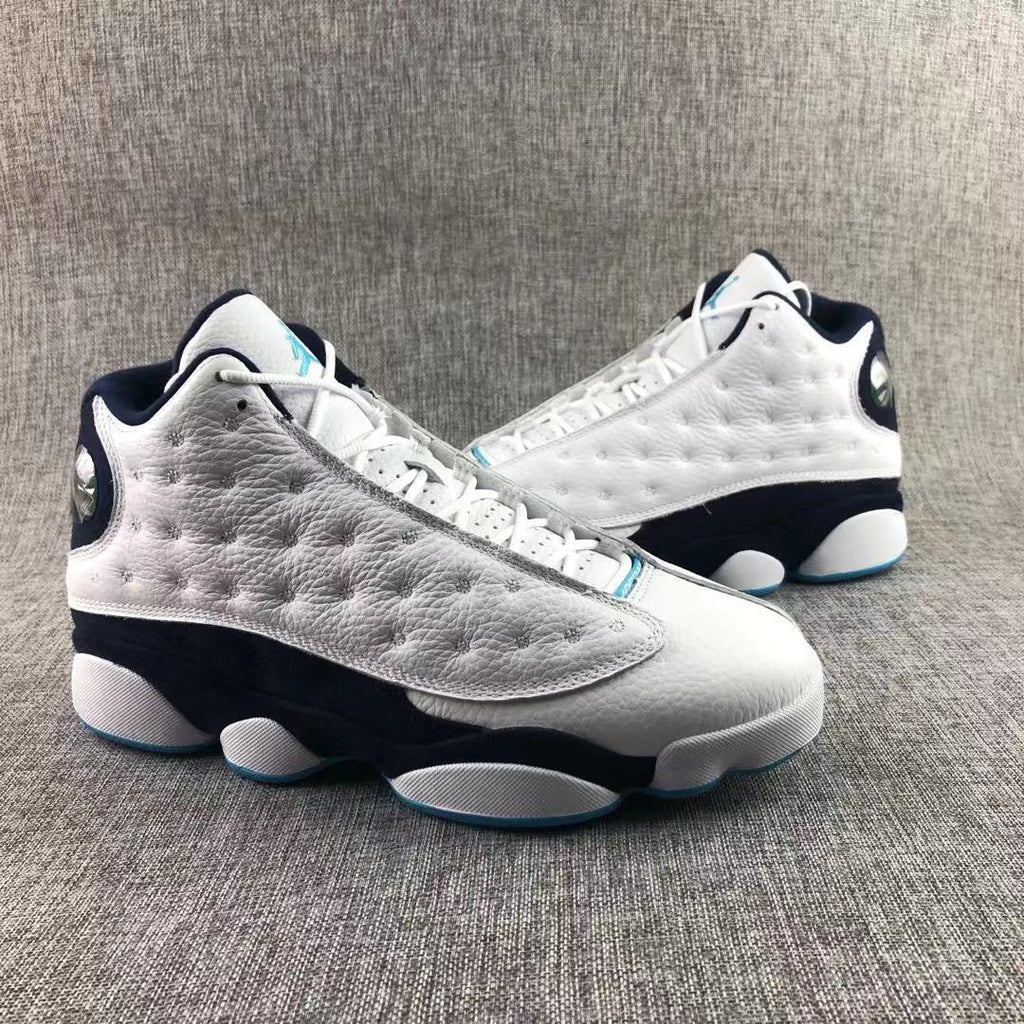 Air Jordan 13 Dark Powder Blue Sneakers White Navy - product image from the listing.