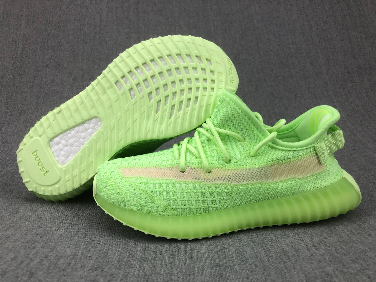 Adidas Yeezy Boost 350 V2 Kids Sneakers in Glow in Green - product image from the listing.