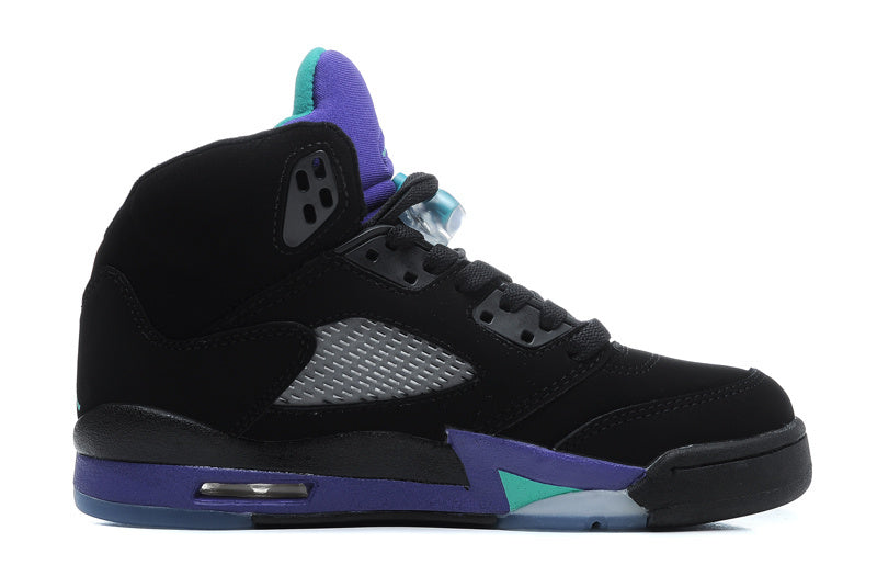 Air Jordan 5 Black Purple High-Top Sneakers 440892-007 - product image from the listing.