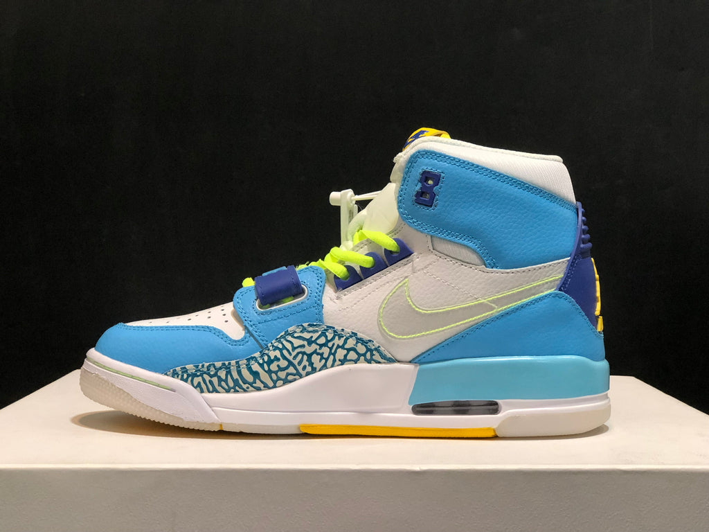 Air Jordan Legacy 312 Fly High-Top Sneakers, in White and Blue - product image from the listing.