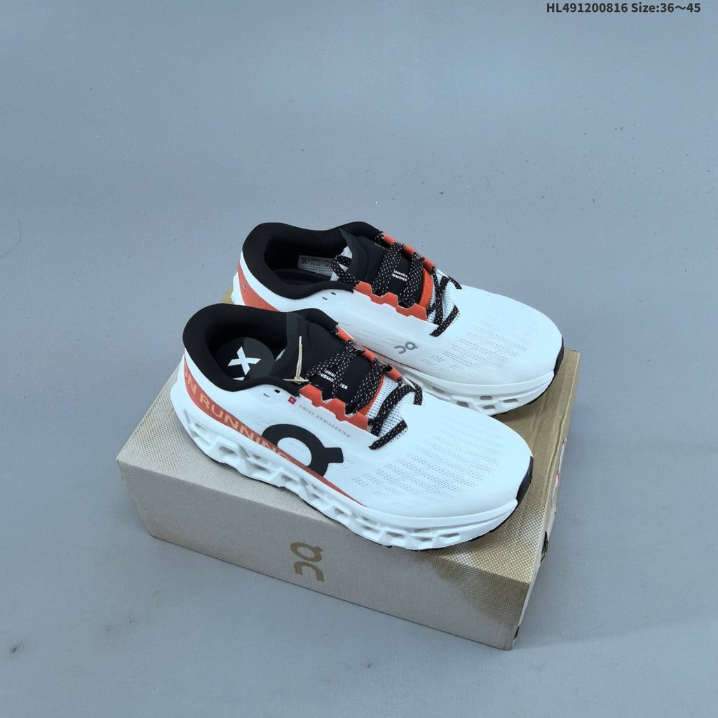 On Cloudmonster 3 Hyper Running Shoes in White Orange - product image from the listing.