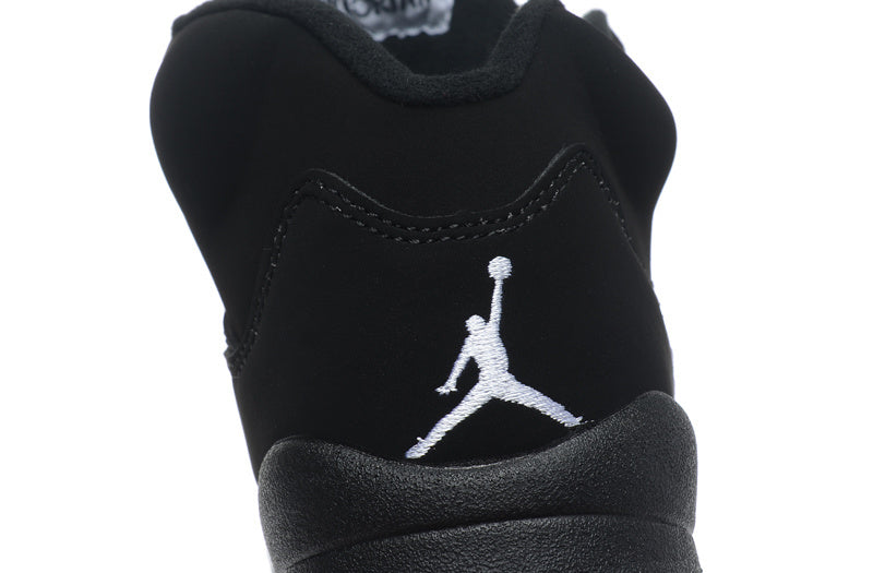 Air Jordan 5 Retro Black and Silver High-Top Sneakers - product image from the listing.