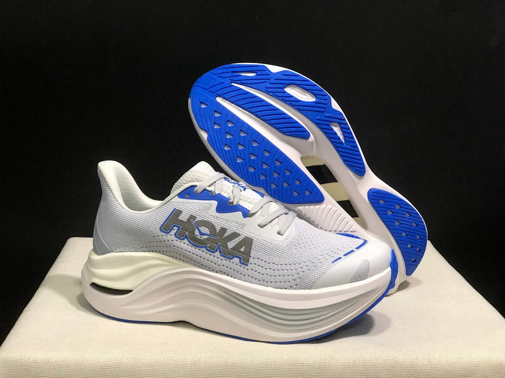 White and Blue HOKA Skyward X Running Shoes - product image from the listing.