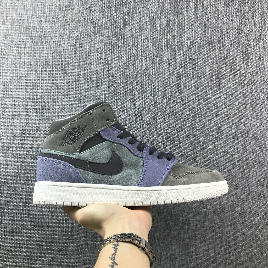 Jordan 1 Mid SE Sneakers in Grey Purple 852842-203 - product image from the listing.